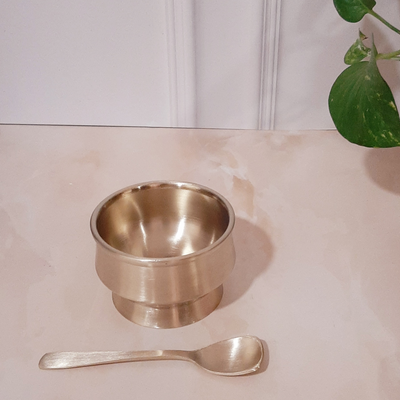 Premium Traditional Bronze / Kansa Desert Bowl with Spoon (Matt Finish)