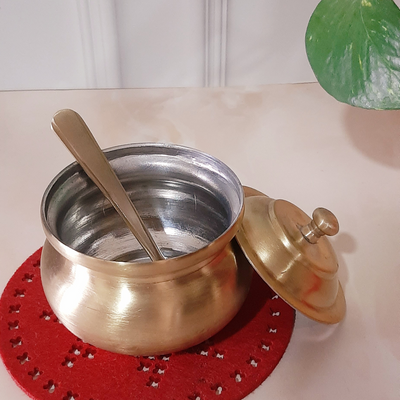 Premium Brass/Peetal Ghee/Oil Pot with Tin coating(180 ml,Antique Finish)