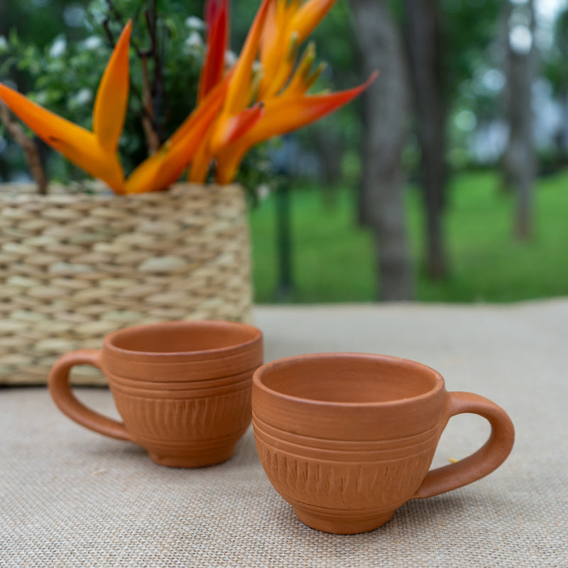 Handmade Earthen/Clay/Mitti Mugs for Tea/Coffee/Water(Set of 2)