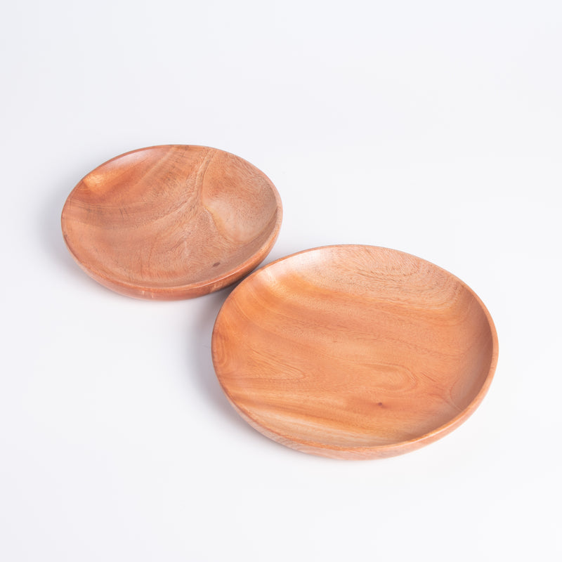 Pure Neem Wood Serving Saucer Plate/Tray(set of 2)