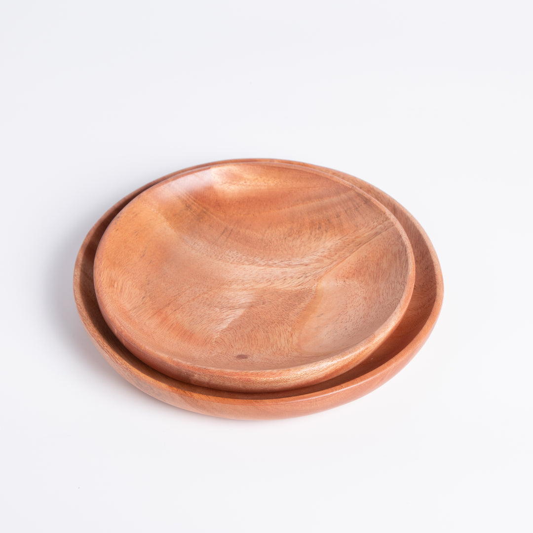 Pure Neem Wood Serving Saucer Plate/Tray(set of 2)