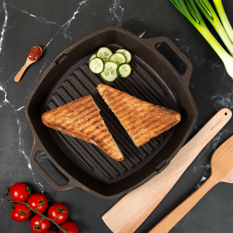 Pre-seasoned Cast Iron Grill Pan, (12 Inches, Black)