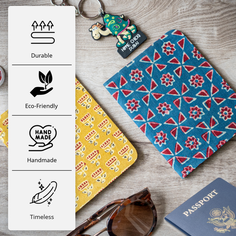 Ajrakh Printed Premium Passport Cover (Pack of 2) - Fabartistry