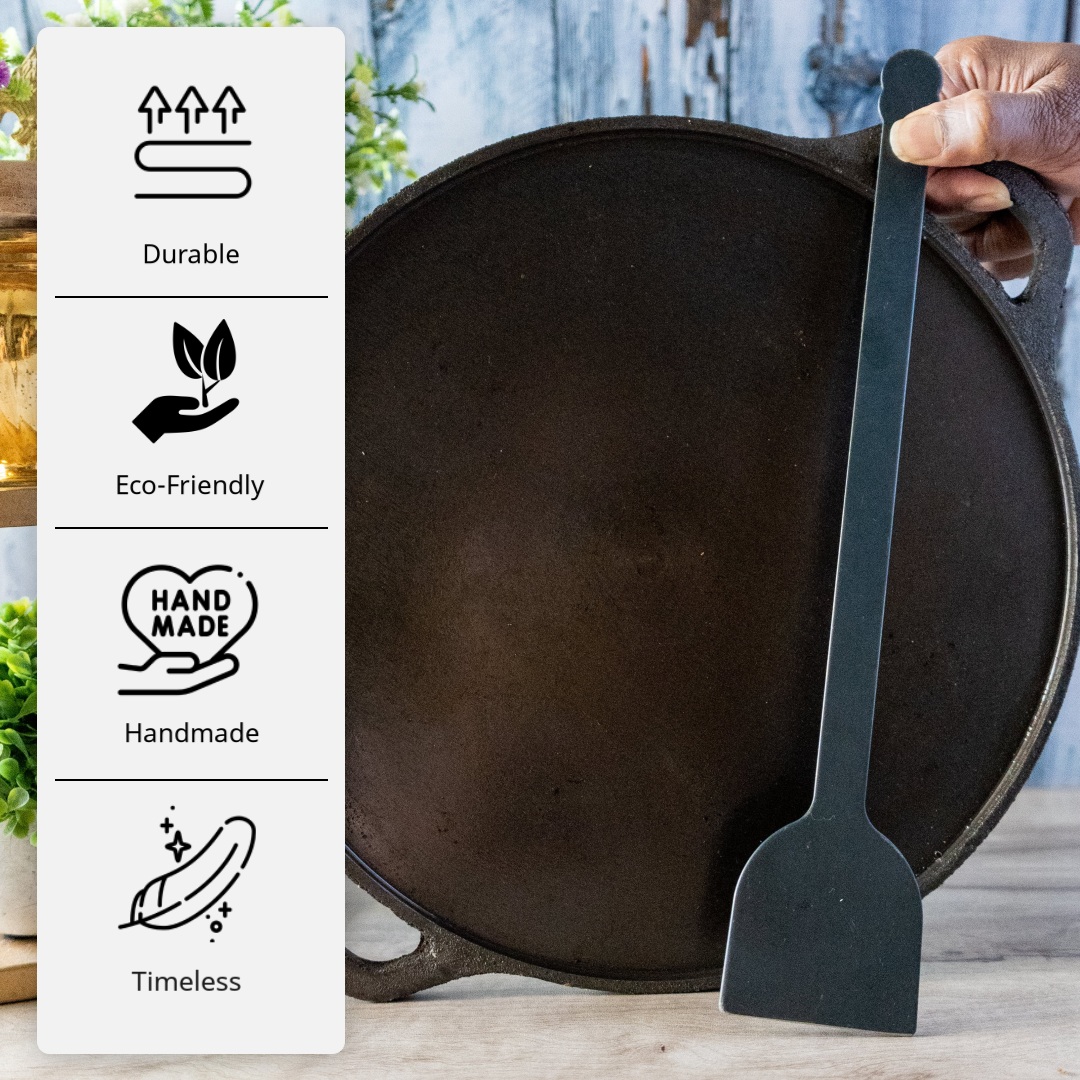 Pre-Seasoned Cast Iron Dosa Tawa, 12 Inches, Black