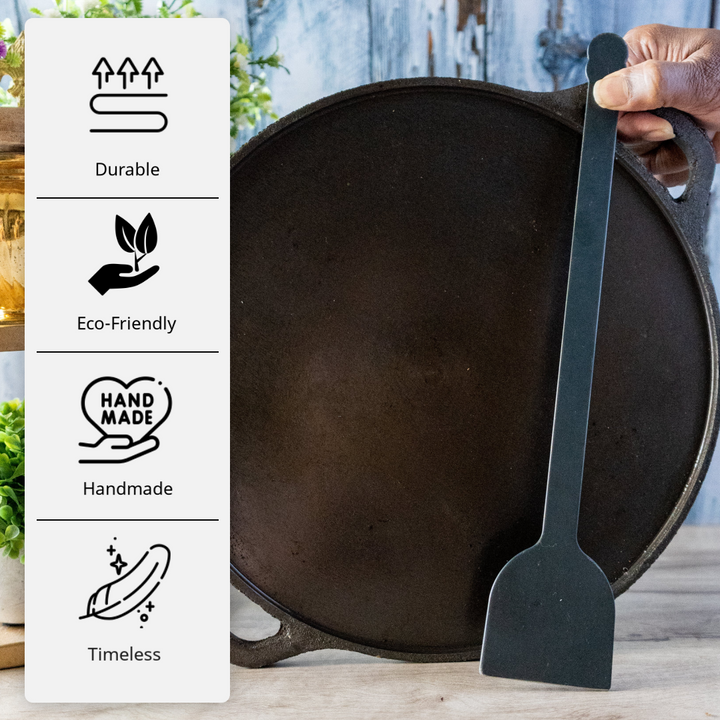 Pre-Seasoned Cast Iron Dosa Tawa, 12 Inches, Black
