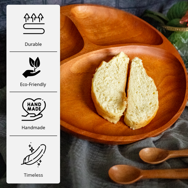 Neem Wood Dinner Plate with partition