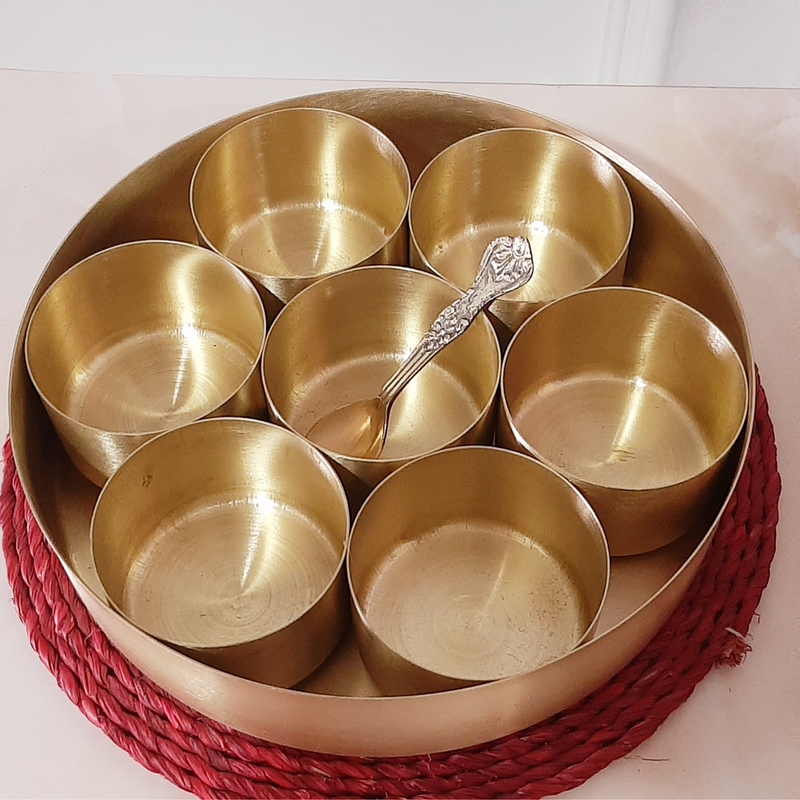 Premium Brass/Peetal Masala Box (7 Inches)