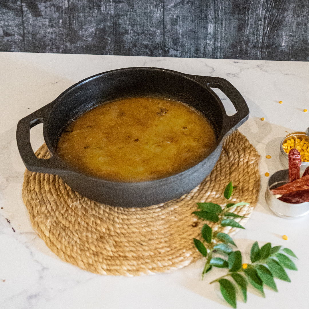 Pre-seasoned Cast Iron Flat Base Kadai (9")-Cast Iron-Fabartistry