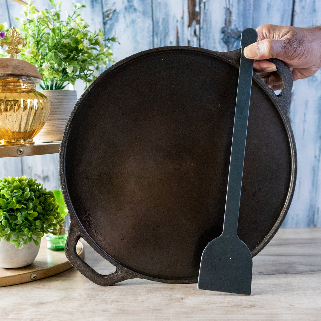 Pre-Seasoned Cast Iron Dosa Tawa, 12 Inches, Black