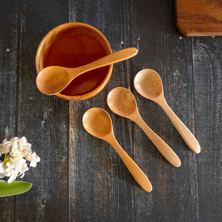 Neem Wood Soup Spoons Set Of 4