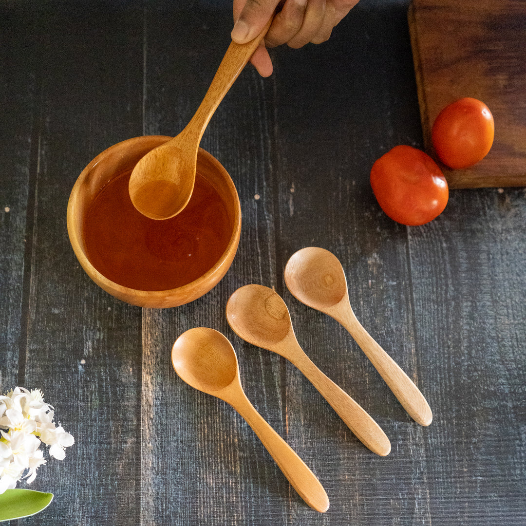 Neem Wood Soup Spoons Set Of 4