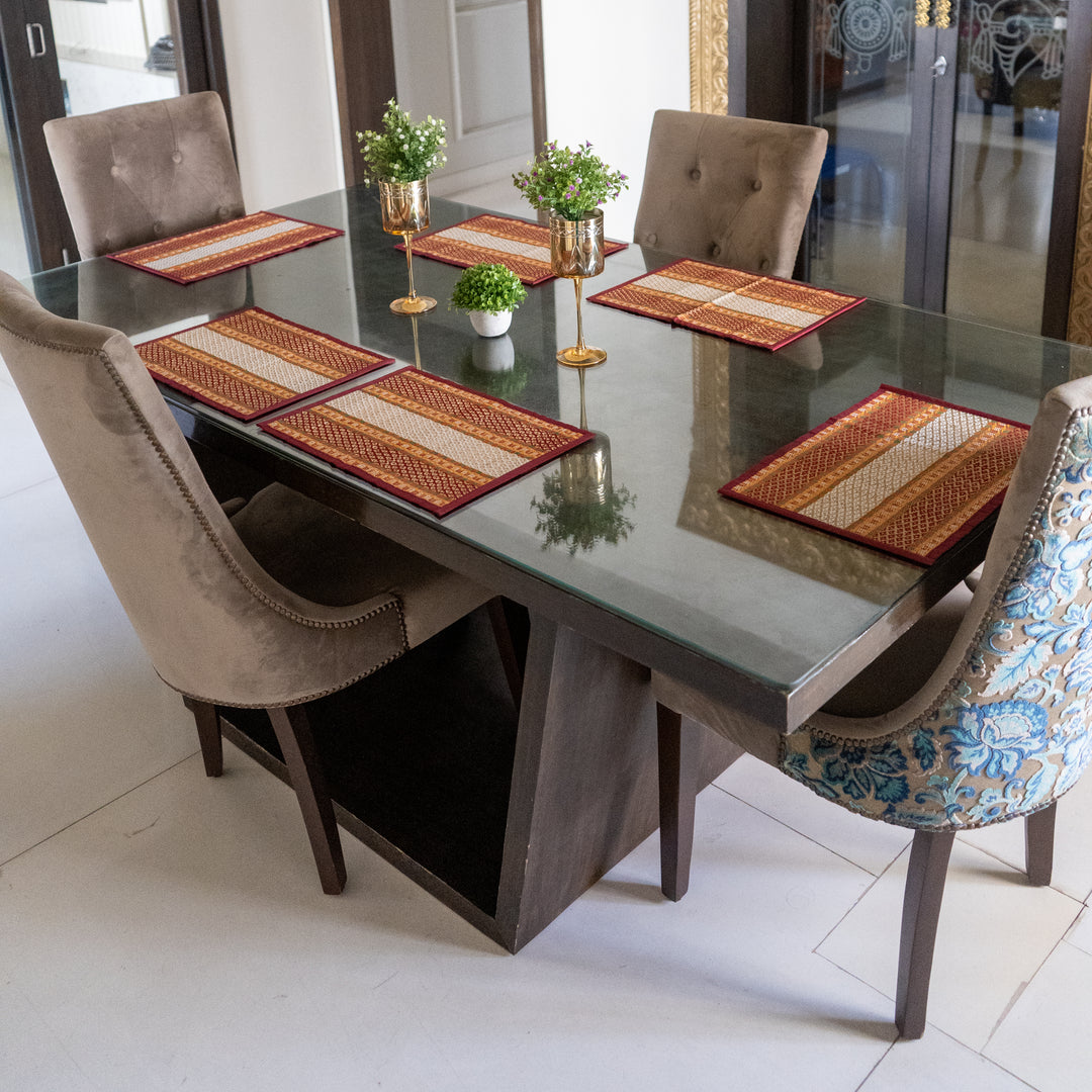 River Grass Table Mats Set of 6(Maroon)