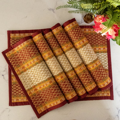 River Grass Table Mats Set of 6(Maroon)