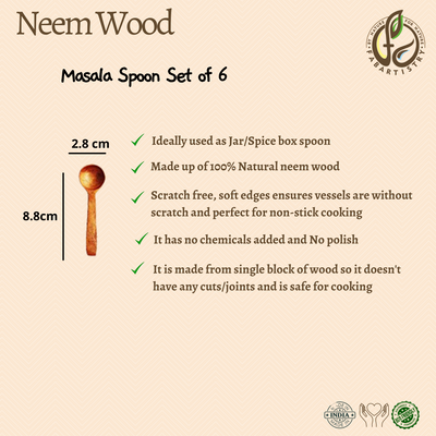 Neem Wood Condiment Spoon (Set of 6)
