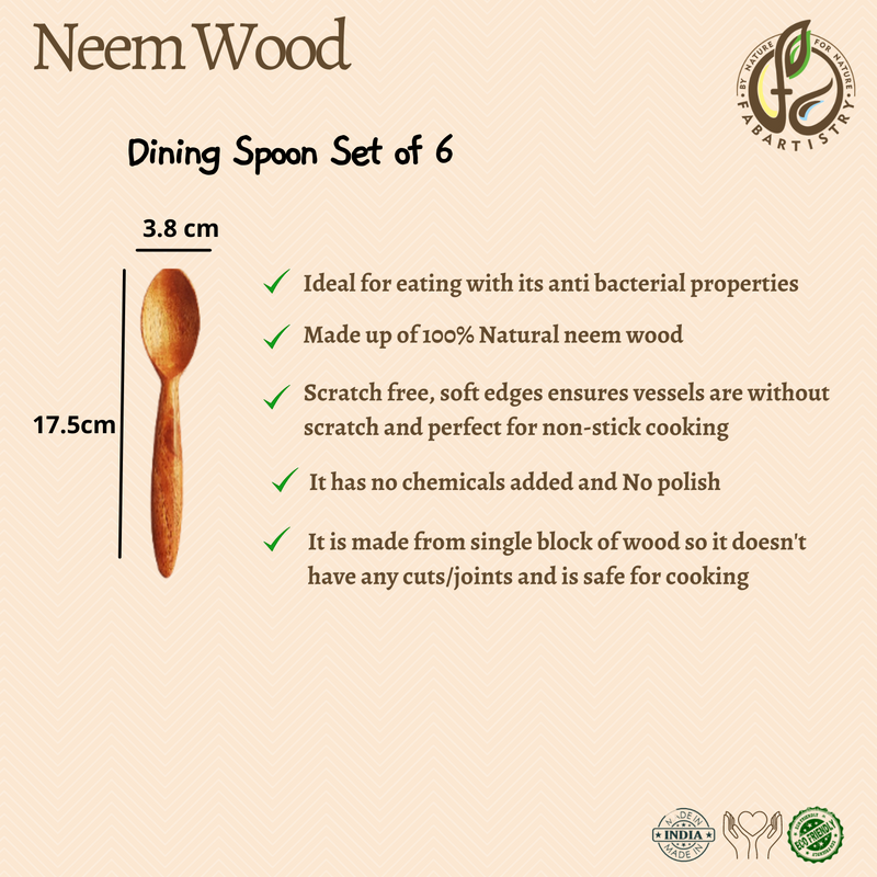 Neem Wood Dining Spoons Set of 6