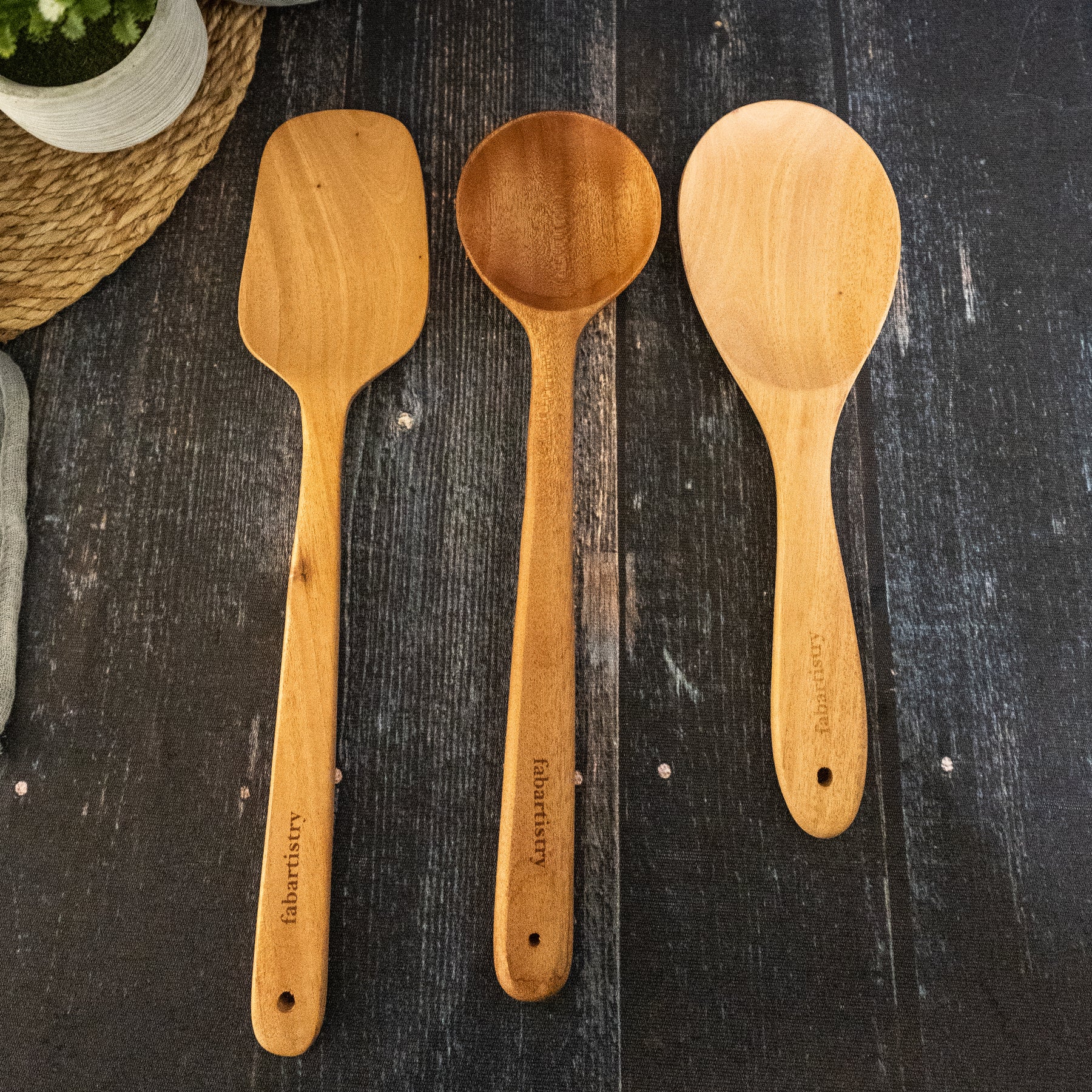 Pure Neem Wood Kitchen Ladles for Rice, Curry and Flip/Saute – fabartistry
