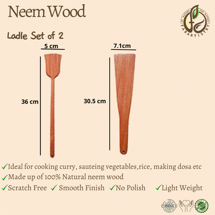 Neem Wood Dosa/Flipping Ladles (Pack of 2)