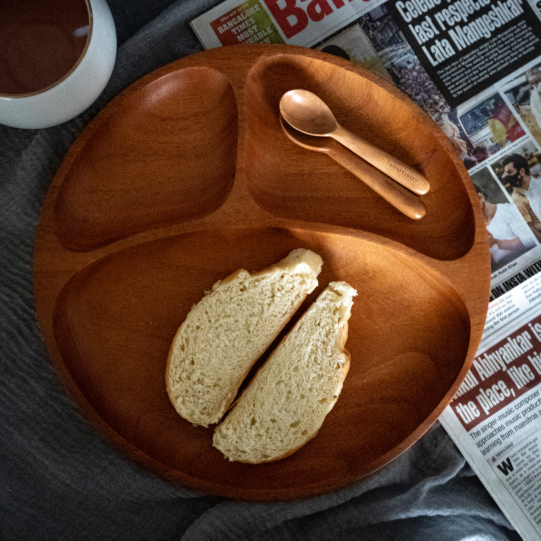 Neem Wood Dinner Plate with partition