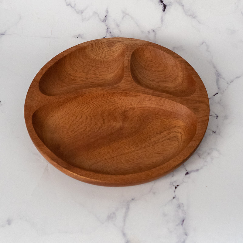 Neem Wood Dinner Plate With Partition For Kids