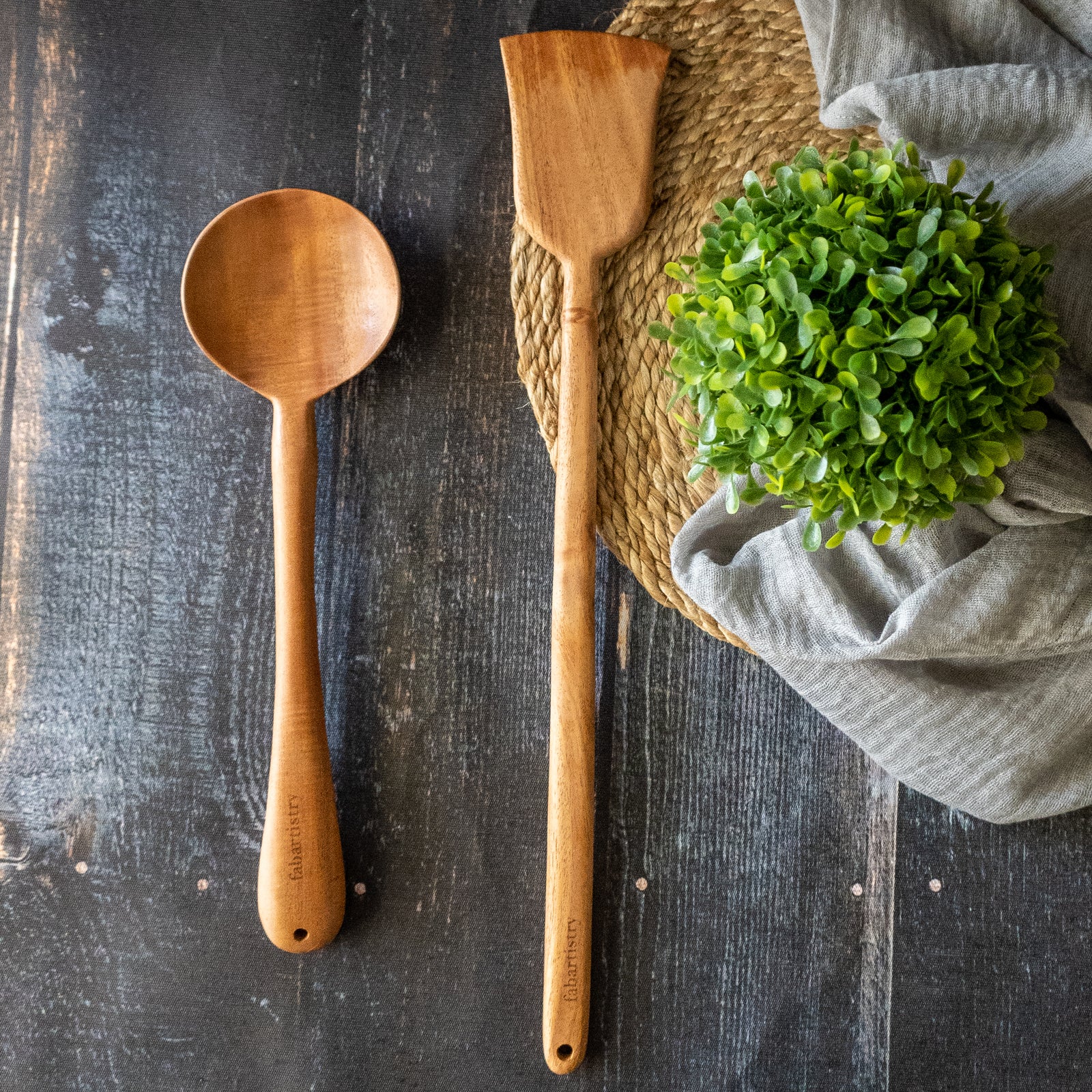 Pure Neem Wood Kitchen Ladles for Vegetables and Dosa freeshipping - fabartistry