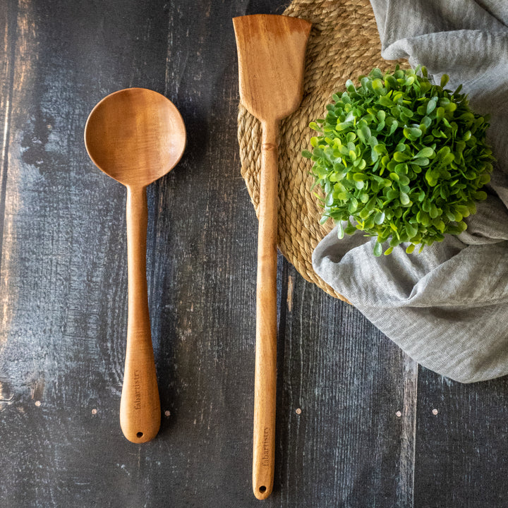 Neem Wood Ladles Set Of 2(Vegetable and Dosa)-Neem Wood-Fabartistry
