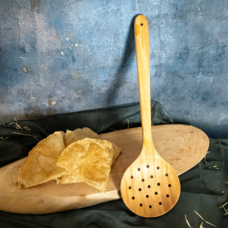 Pure Neem Wood Skimmer Frying Spoon (14*4 inches) freeshipping - fabartistry