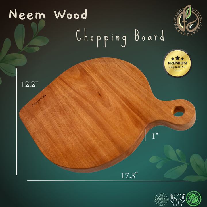 Pure Neem Wood Pan-shaped Chopping/ Pizza Board (17*12*1 inches) freeshipping - fabartistry
