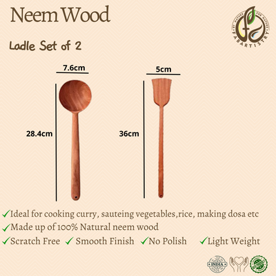 Neem Wood Ladles Set of 2 (Curry and Dosa)