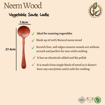 Neem Wood Vegetable(Oval)Ladle