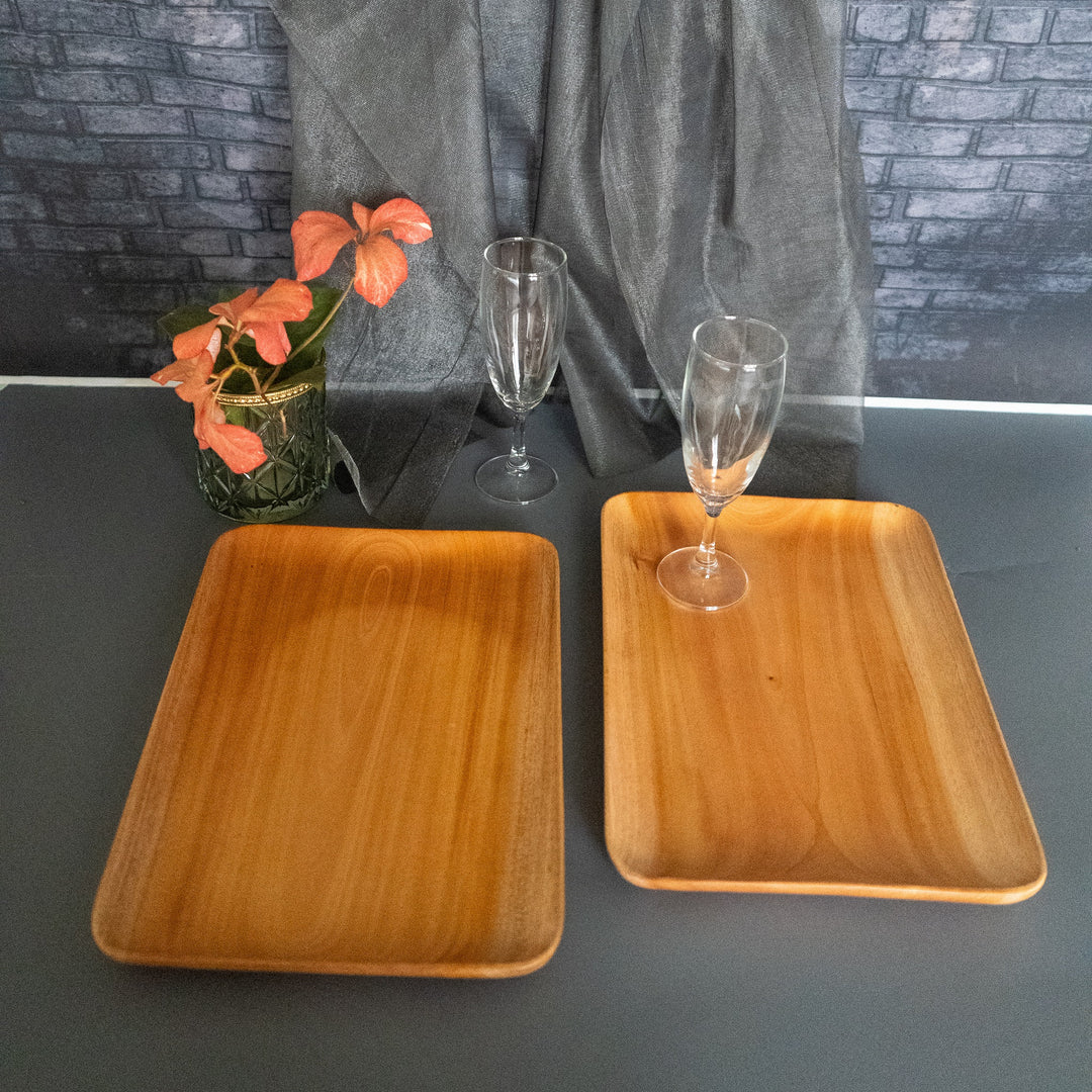 Neem Wood Tray/Serving Plate (Set of 2 )