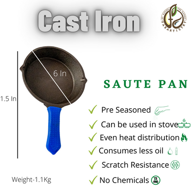 Cast Iron Saute Pan with Silicon Grip
