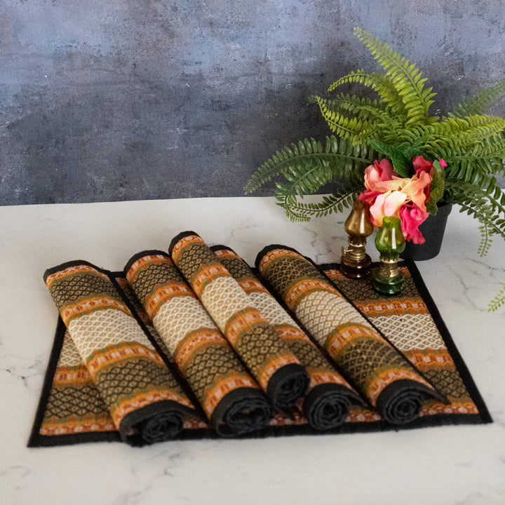 River Grass Table Mats Set of 6(Black)