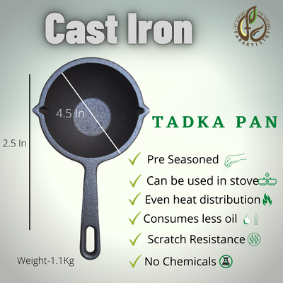Buy Pre-seasoned Cast Iron Tadka Pan Online from FabArtistry