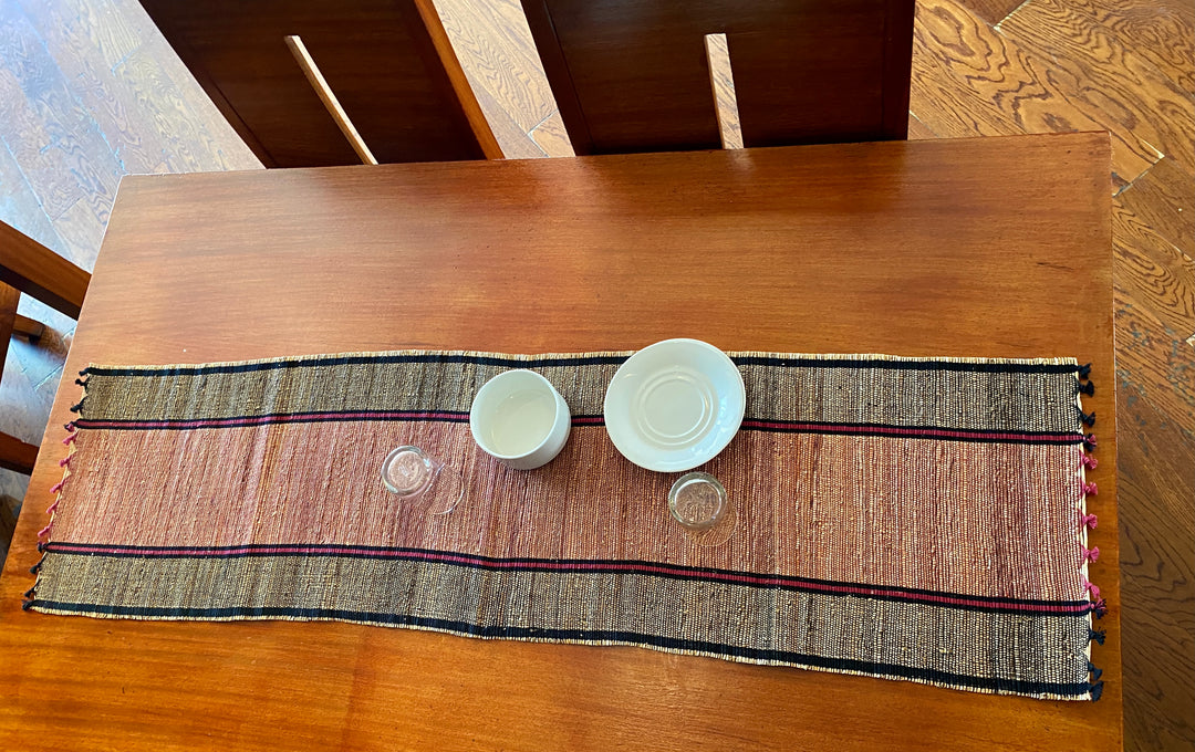 Handmade Banana Fiber Dining Table Runner 1 Piece, Maroon/Black Colour-Banana Fiber-Fabartistry