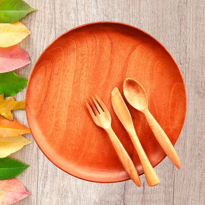 Pure Neem Wood Dinner Set (Plate, knife, Fork, Spoon) freeshipping - fabartistry