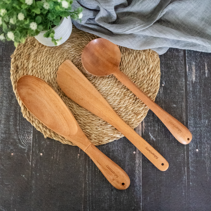 Neem Wood Ladles Set of 3 (Biriyani ,Vegetables and Sauté)-Neem Wood-Fabartistry