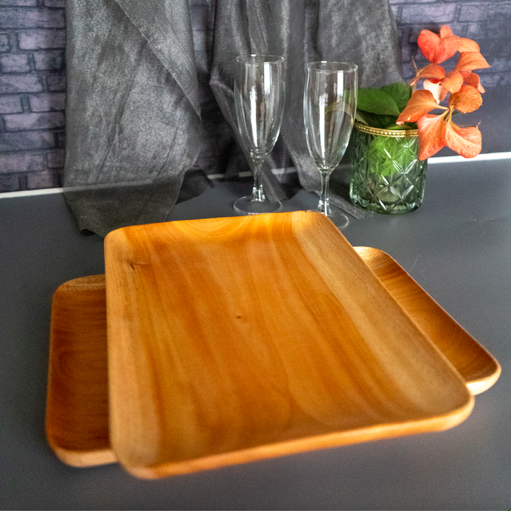 Neem Wood Tray/Serving Plate (Set of 2 )