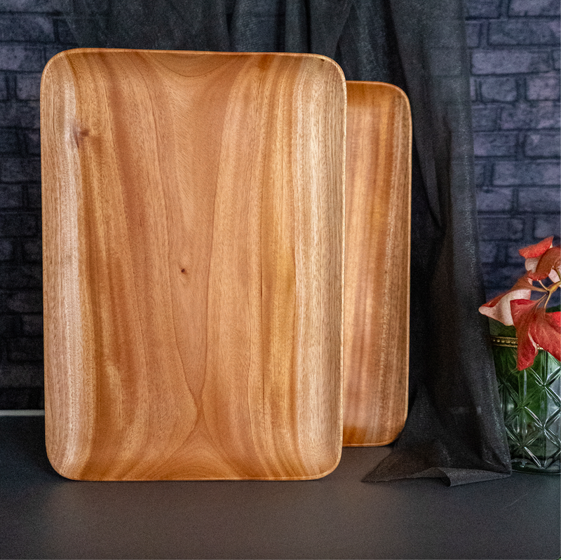 Neem Wood Tray/Serving Plate (Set of 2 )